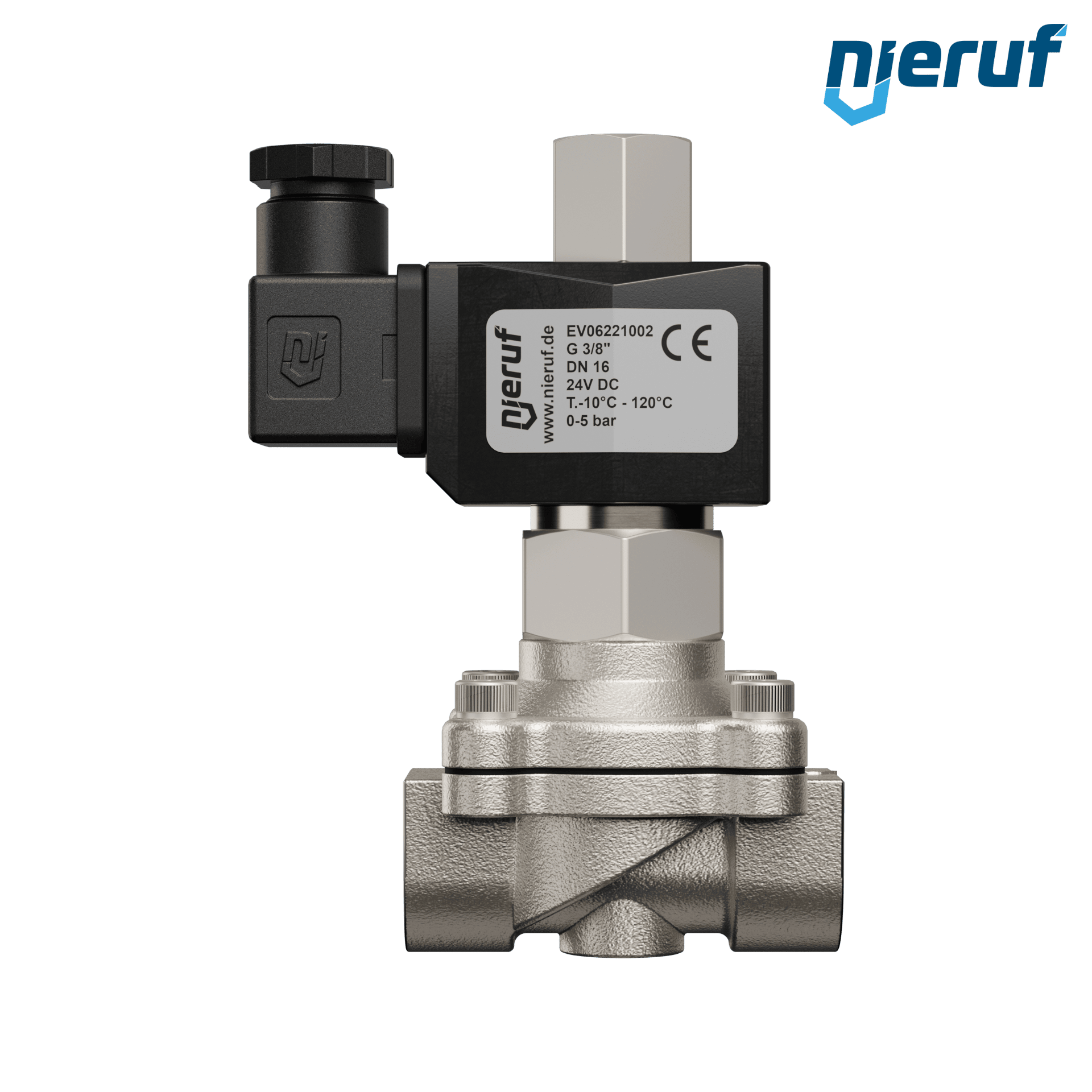 elettrovalvola DN16 G 3/8" pollici acciaio inossidabile EV06 FKM 24V DC NO