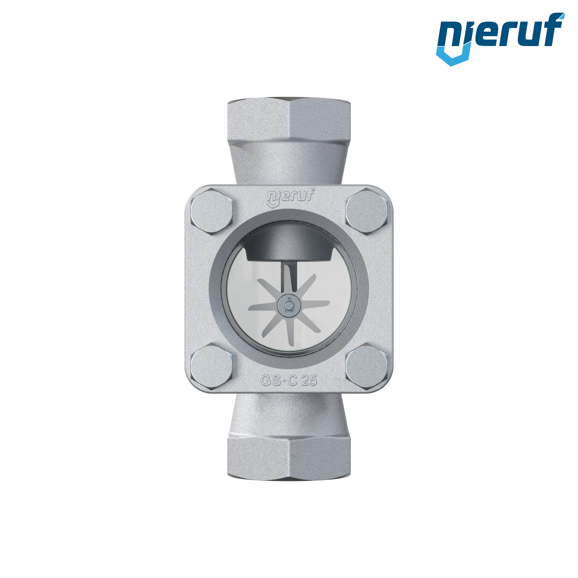 Specola visiva G 2" pollici acciaio 1.0619 40 bar filettatura interna BSP vetro borosilicato versione con rotore in PTFE
