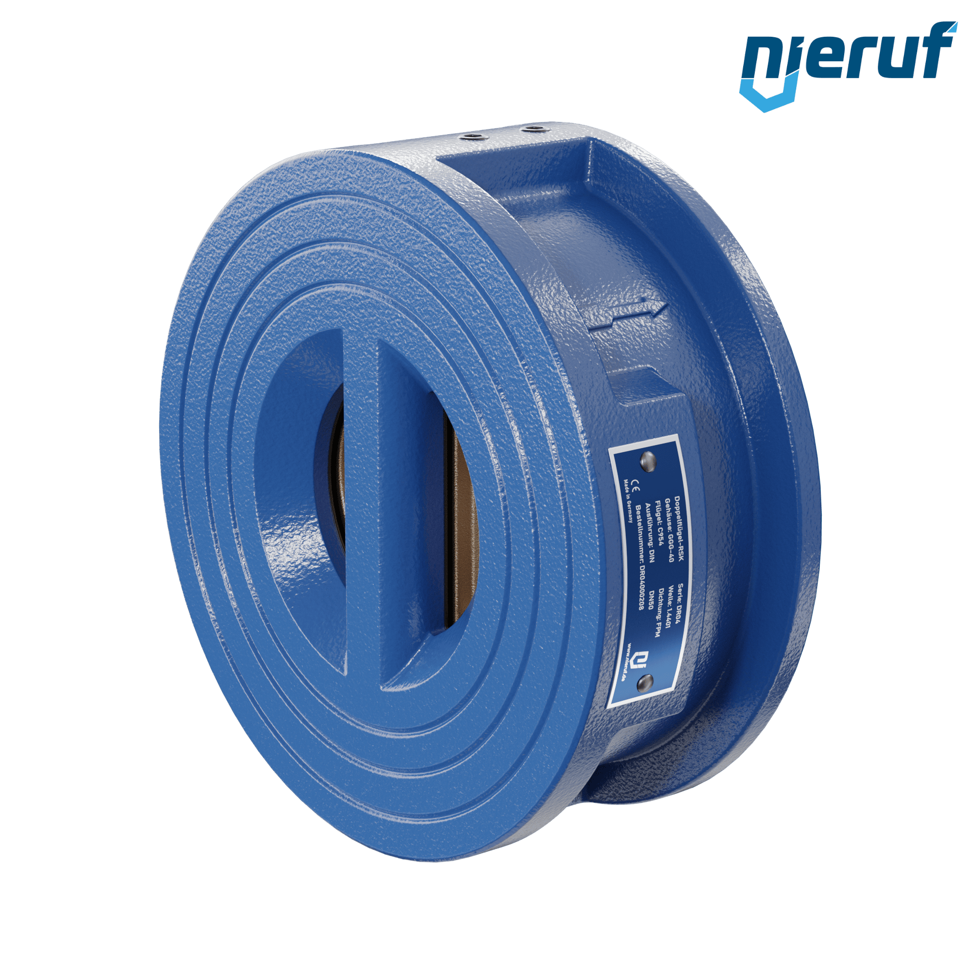 valvola di ritegno a doppio battente DN50 DR04 GGG40 FKM