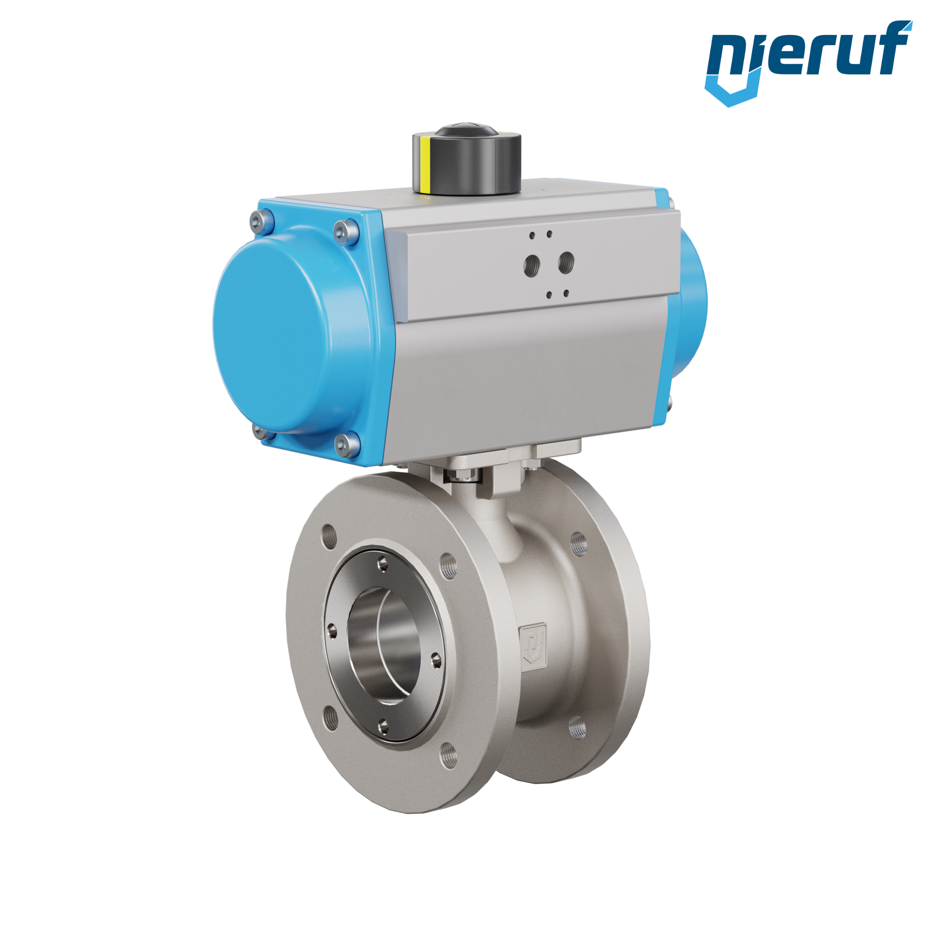 valvola a sfera flangiata dal design compatto DN65 PK07 azionamento rotativo pneumatico a semplice effetto apertura a molla