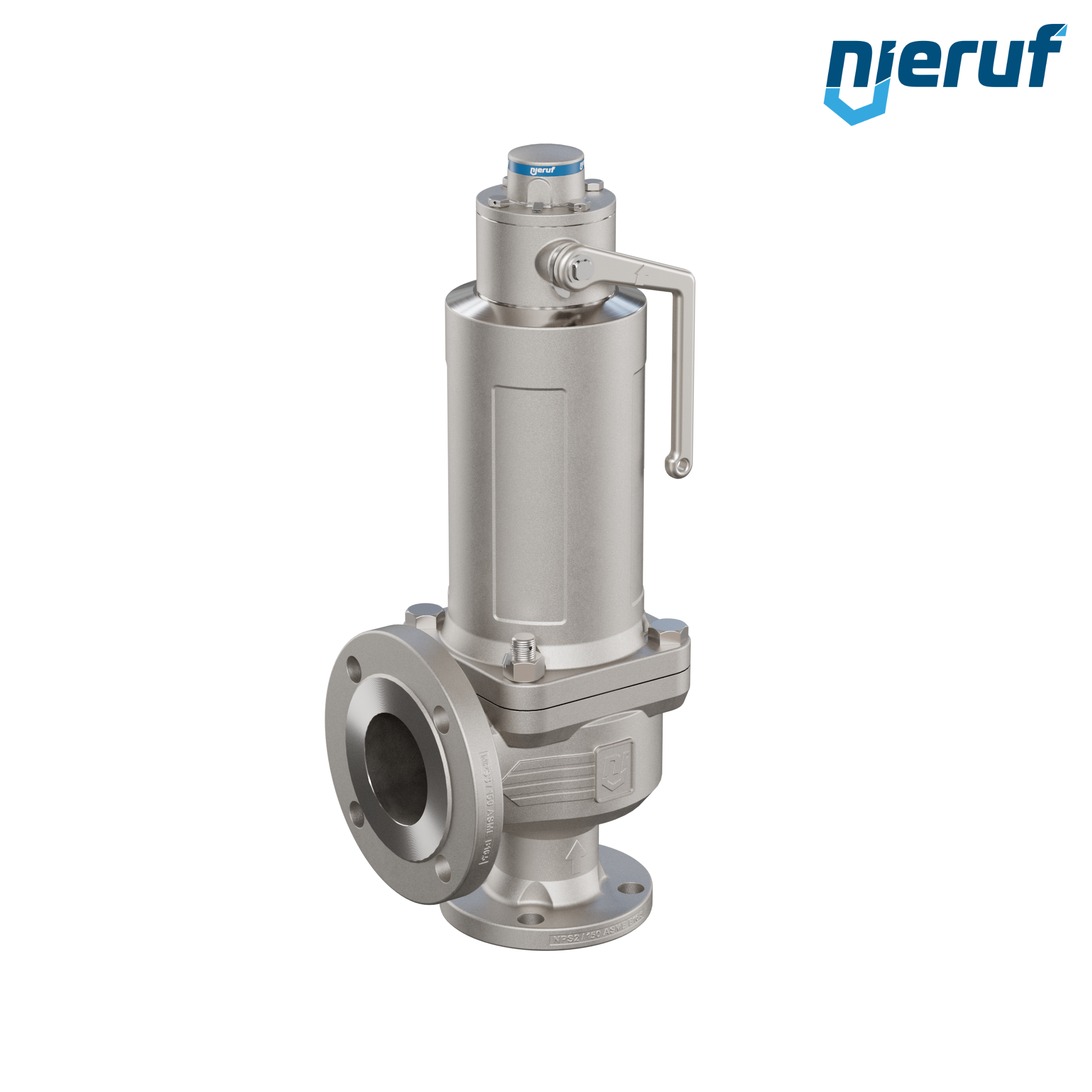 valvola di sicurezza flangiata ASME fluidi liquidi a tenuta di gas ANSI 150 DN50 2" x 3" SF07, acciaio, FFKM, dispositivo di sollevamento con leva