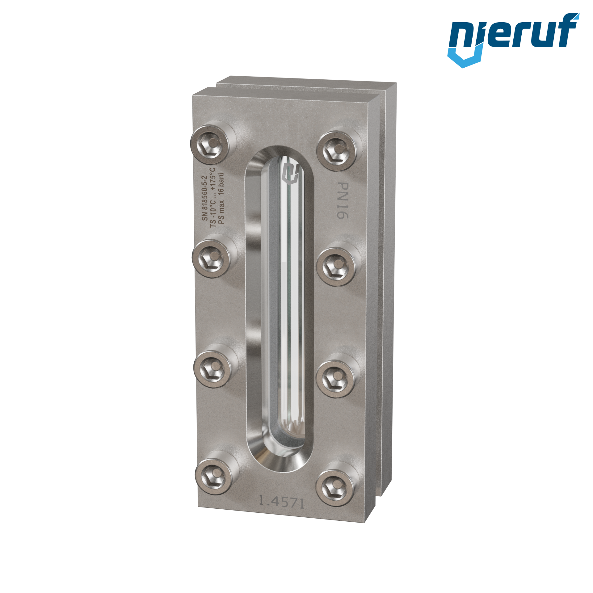 oblò di osservazione per serbatoi L=170mm  BS03 acciaio inossidabile 1.4571 PTFE vetro borosilicato, reflex 16bar