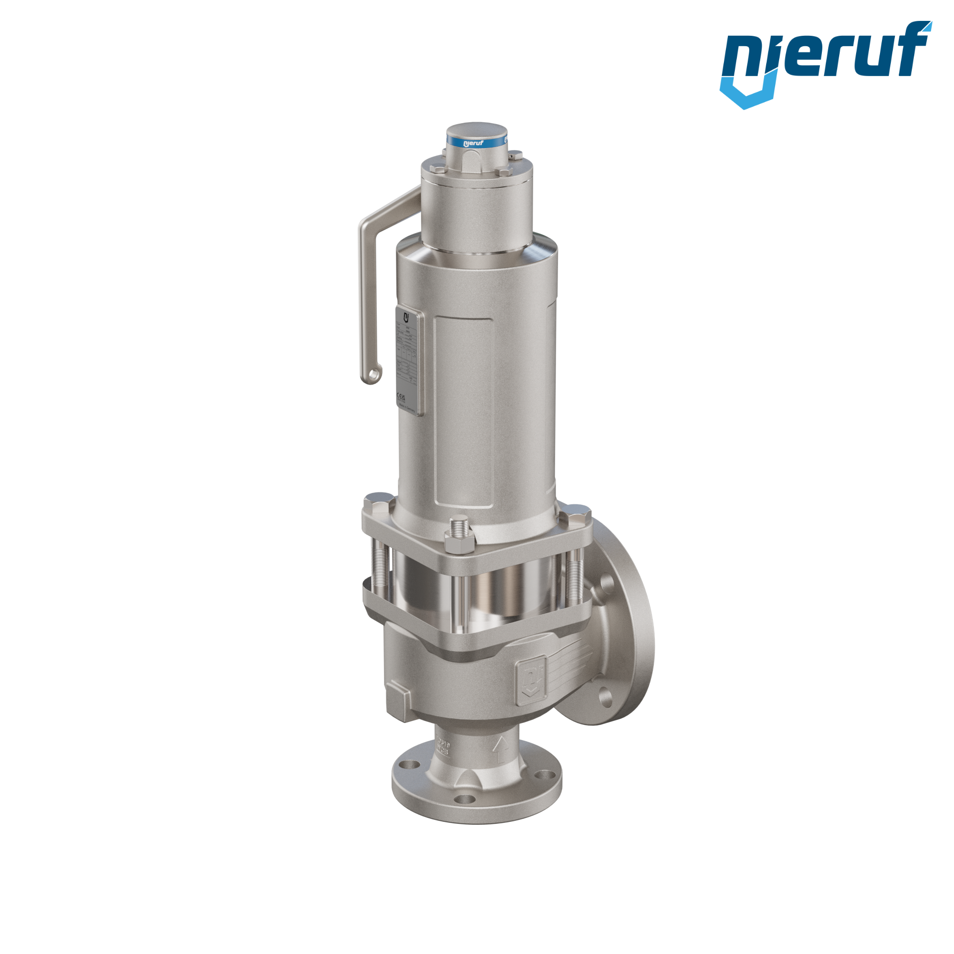 valvola di sicurezza flangiata ASME fluidi liquidi a tenuta di gas con manicotto di tenuta ANSI 150 DN50 2" x 3" SF07 acciaio, FFKM, dispositivo di sollevamento con leva