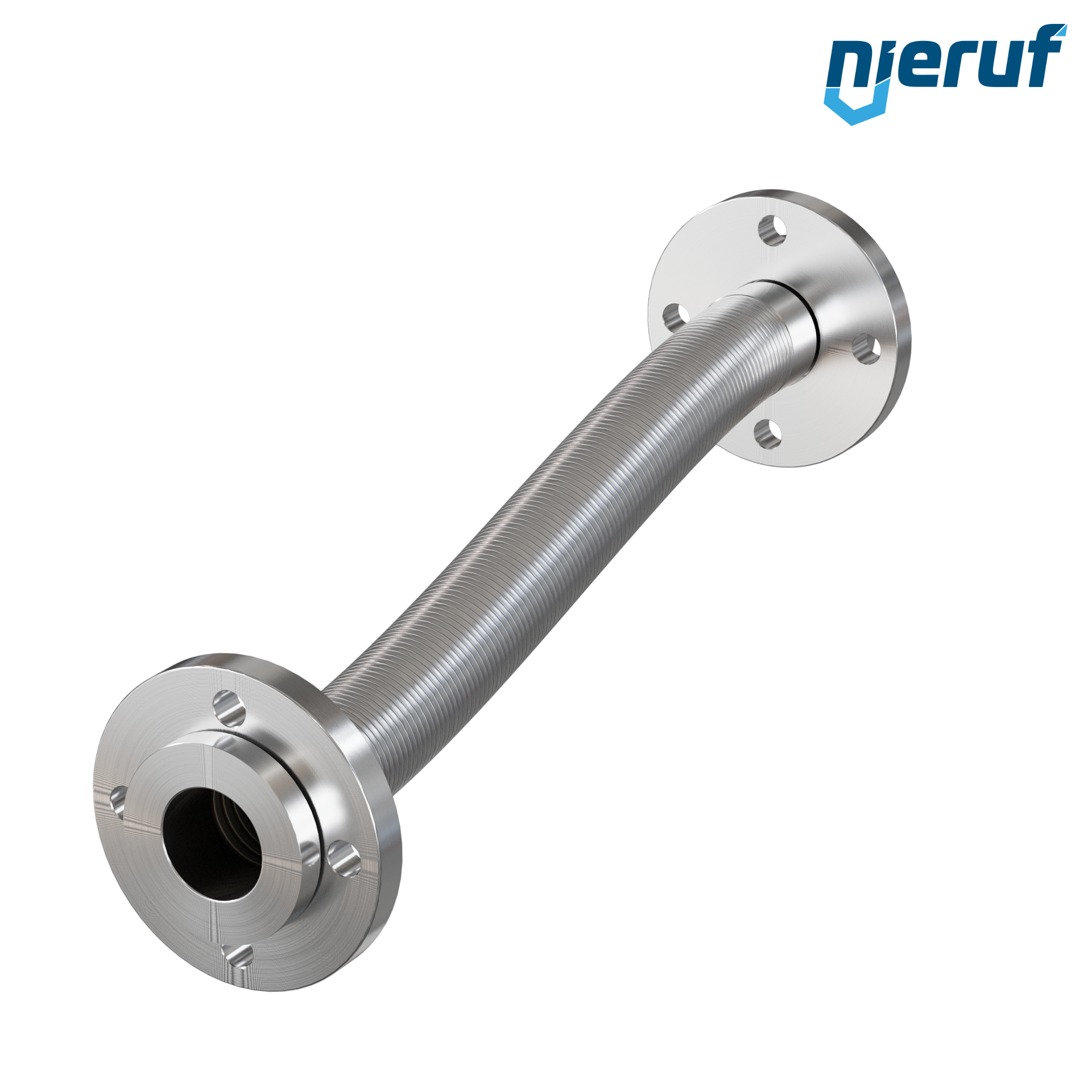Tubo corrugato in acciaio inossidabile ES01 DN50 - 2" pollici con treccia doppia e flangia girevole Lunghezza 1000 mm