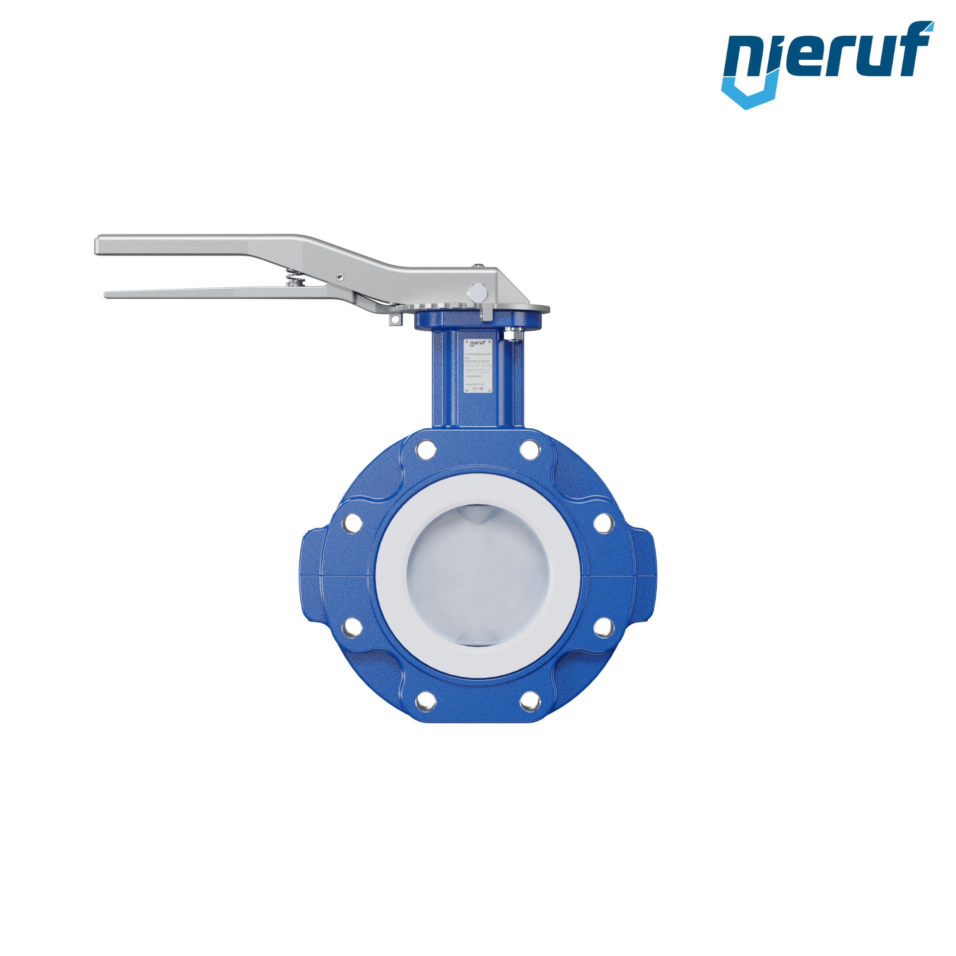valvola a farfalla PFA PTFE AK10 DN100 ANSI150 leva inserto in FKM
