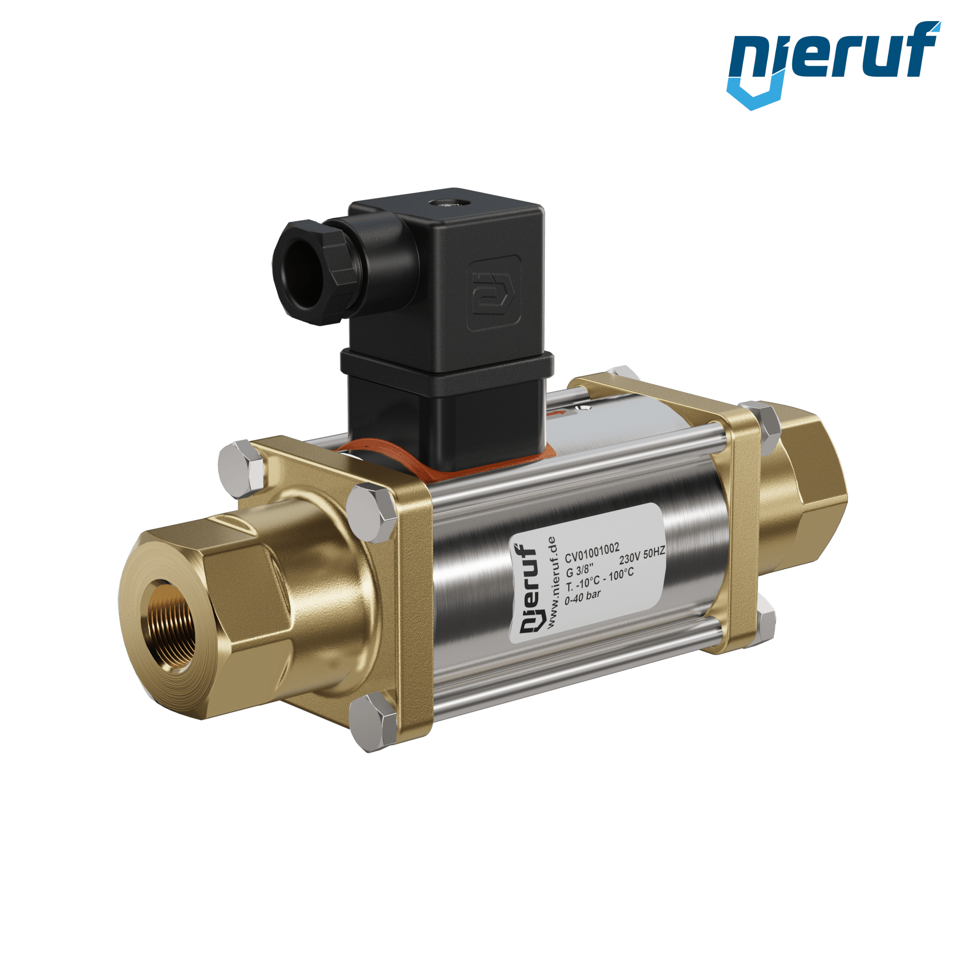 valvola coassiale 3/8" pollici filettatura interna - DN10 ottone 230V AC NC - per applicazione con acqua