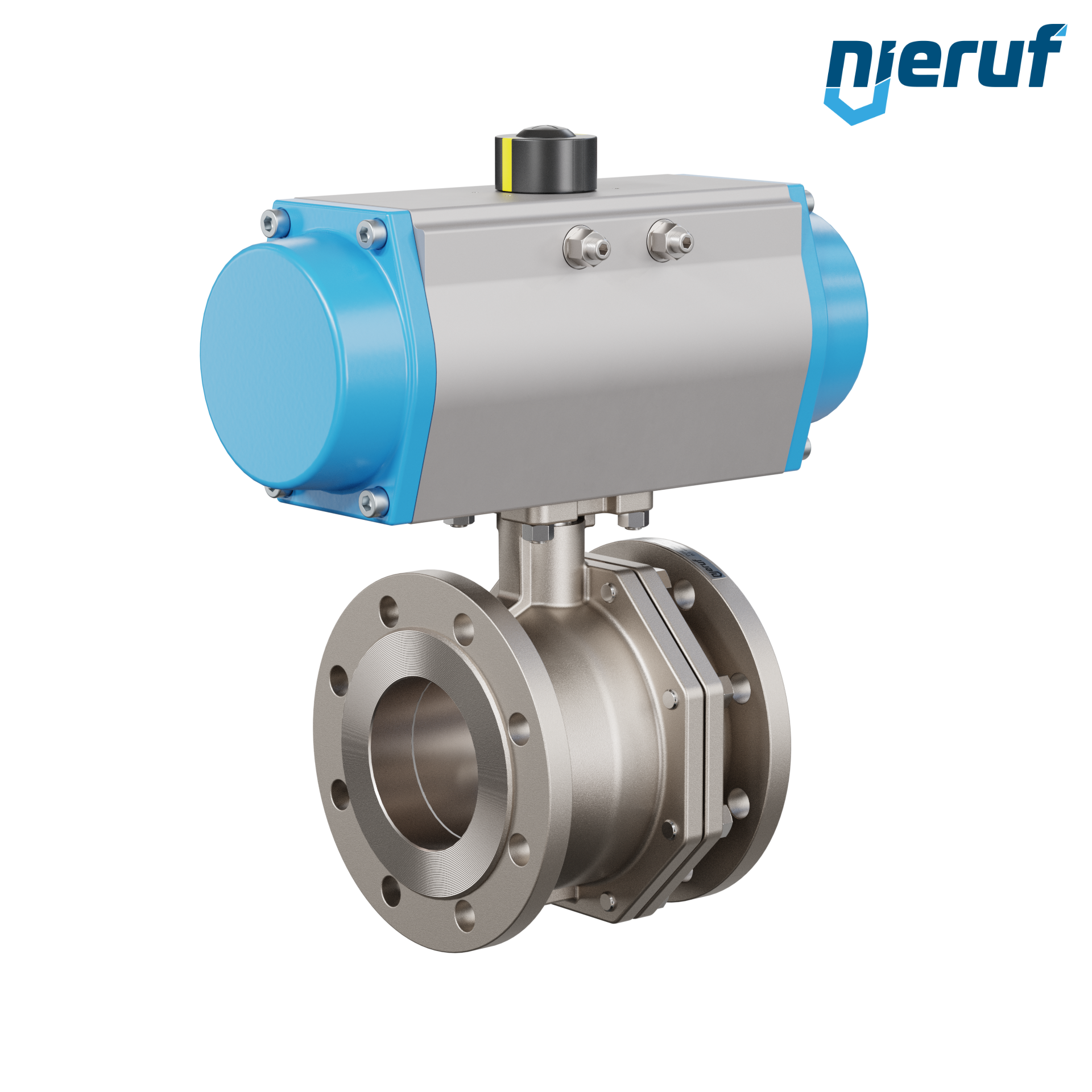 valvola a sfera flangiata DN100 PK05 azionamento rotativo pneumatico a semplice effetto apertura a molla