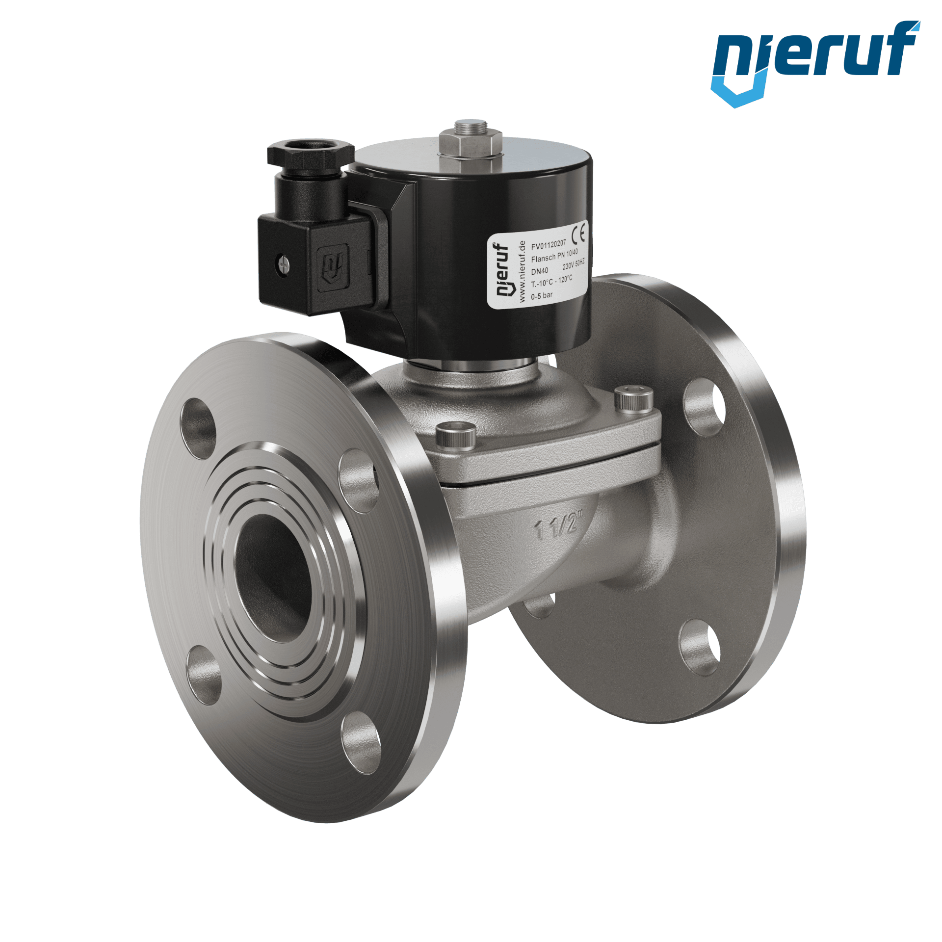 elettrovalvola per il vuoto con flangia DN40 acciaio inossidabile FV01 FKM 230V 50Hz