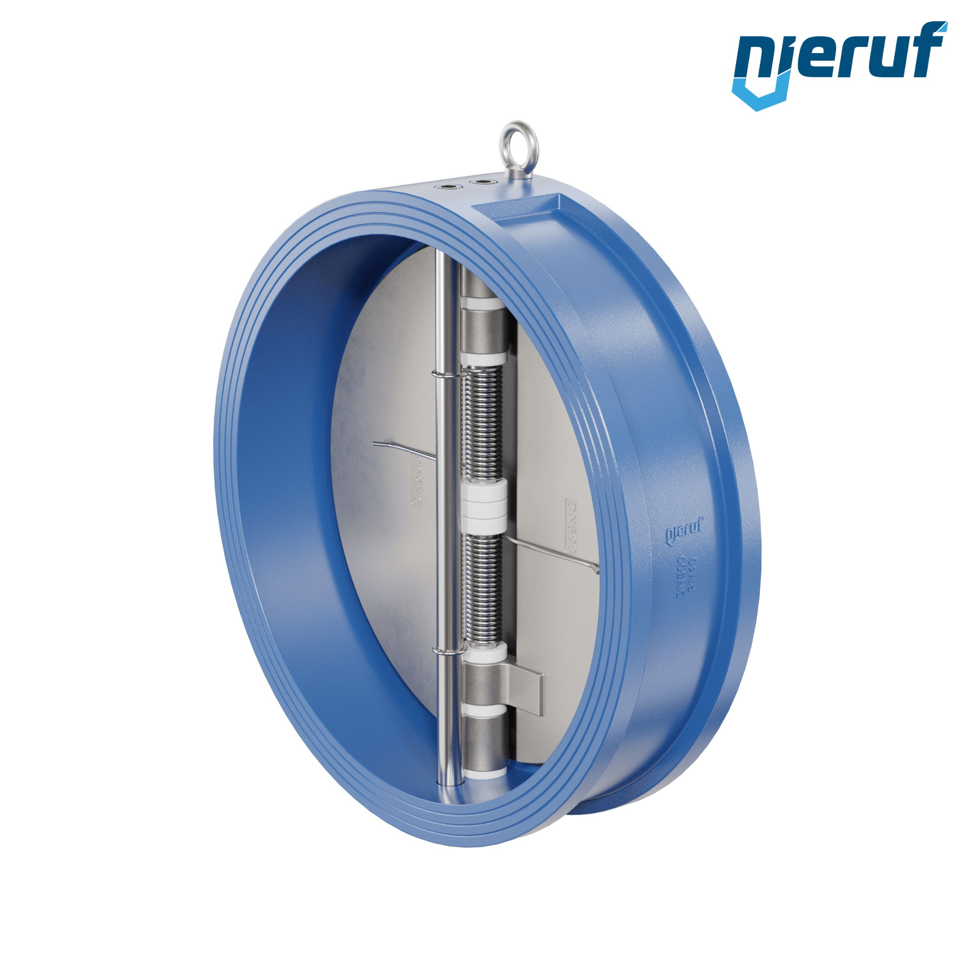 valvola di ritegno a doppio battente DN500 ANSI150 DR02 ANSI 150 GGG40 con rivestimento epossidico blu 180µm  EPDM
