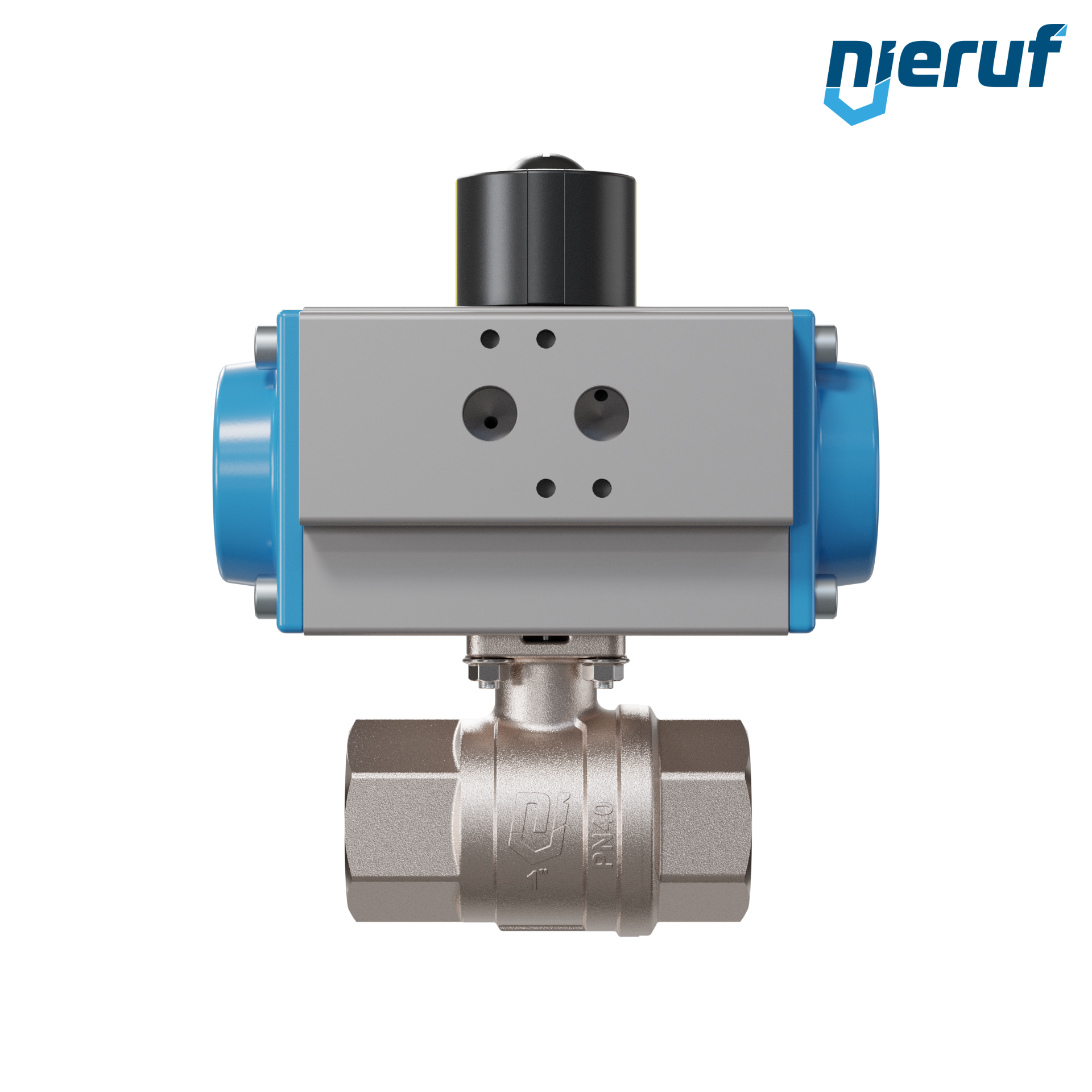 valvola a sfera automatica con manicotto DN25 - 1" pollici azionamento rotativo pneumatico a effetto semplice apertura a molla PK01