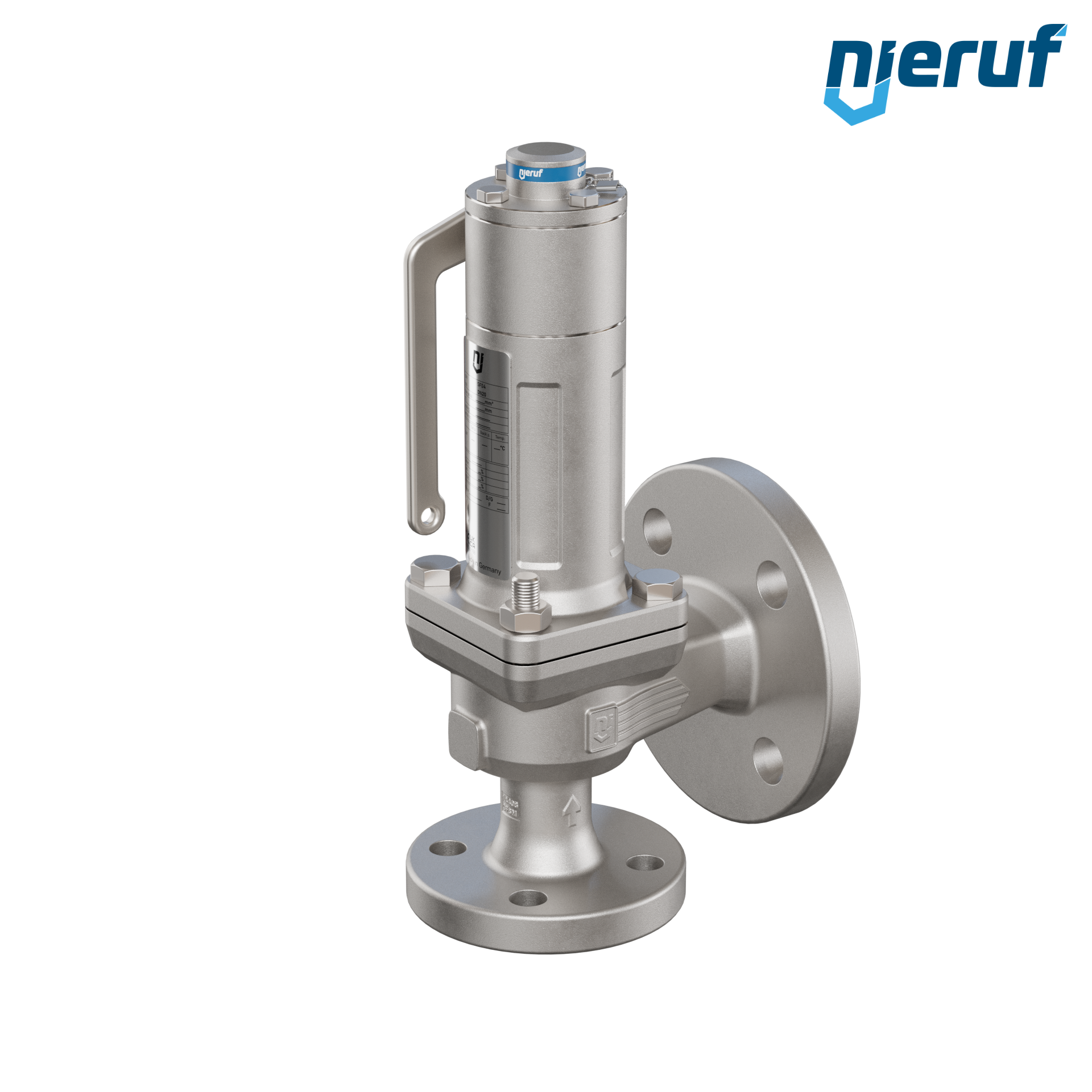 valvola di sicurezza flangiata DN20/DN32 SF04, acciaio inox 1.4408 PTFE, dispositivo di sollevamento con leva