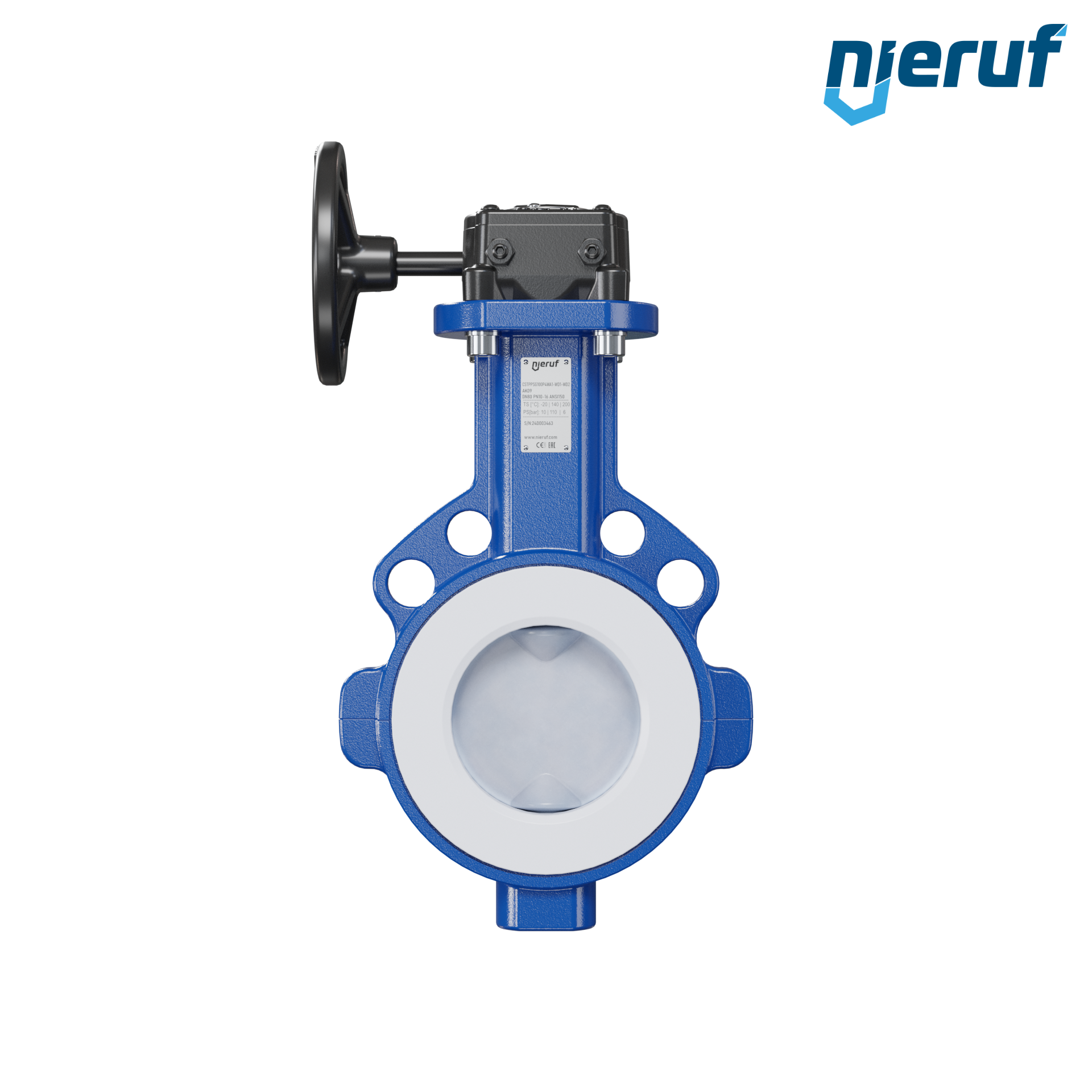 valvola a farfalla PFA PTFE AK09 DN80 ANSI150 volantino manuale inserto in FKM