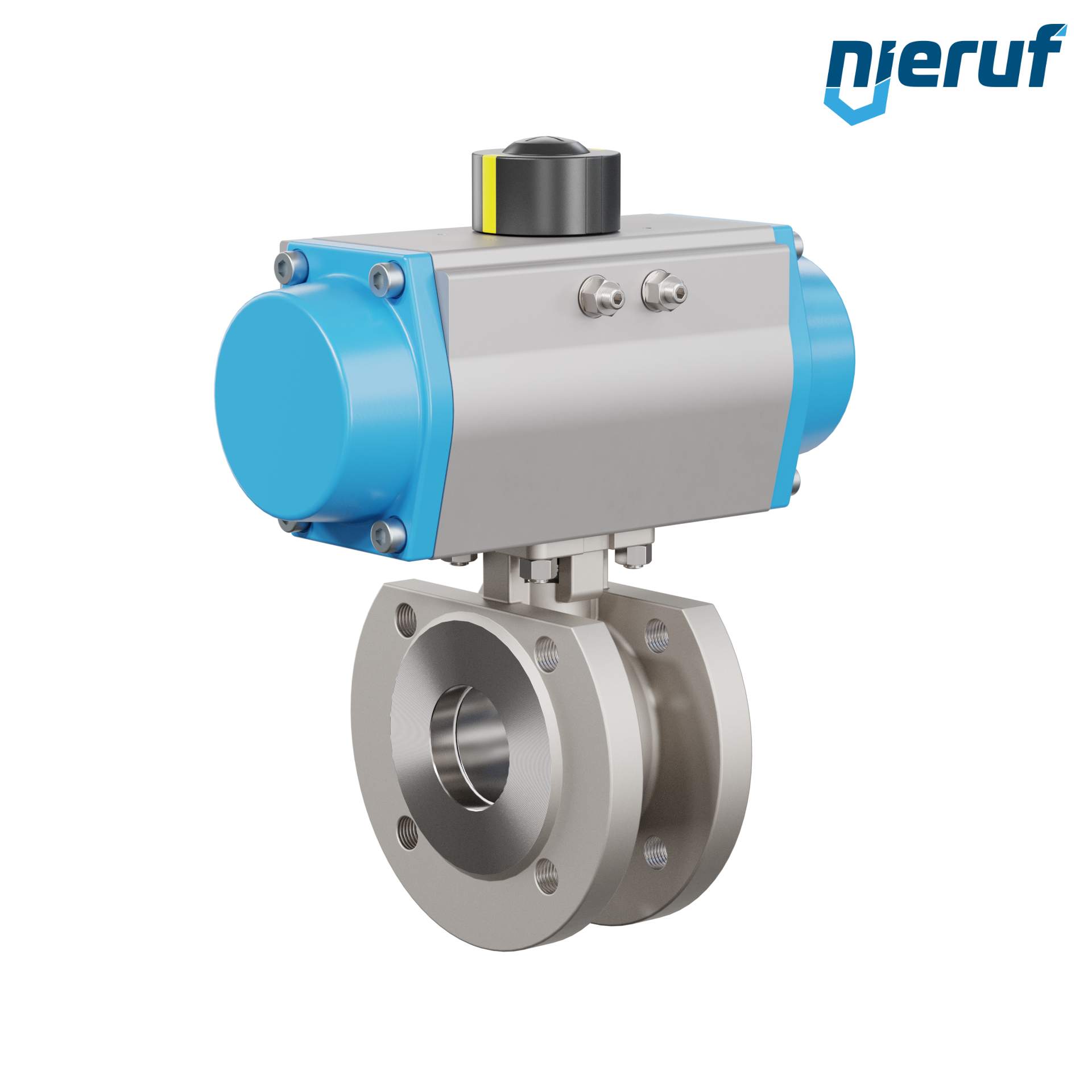 valvola a sfera flangiata dal design compatto DN50 PK07 azionamento rotativo pneumatico a semplice effetto apertura a molla