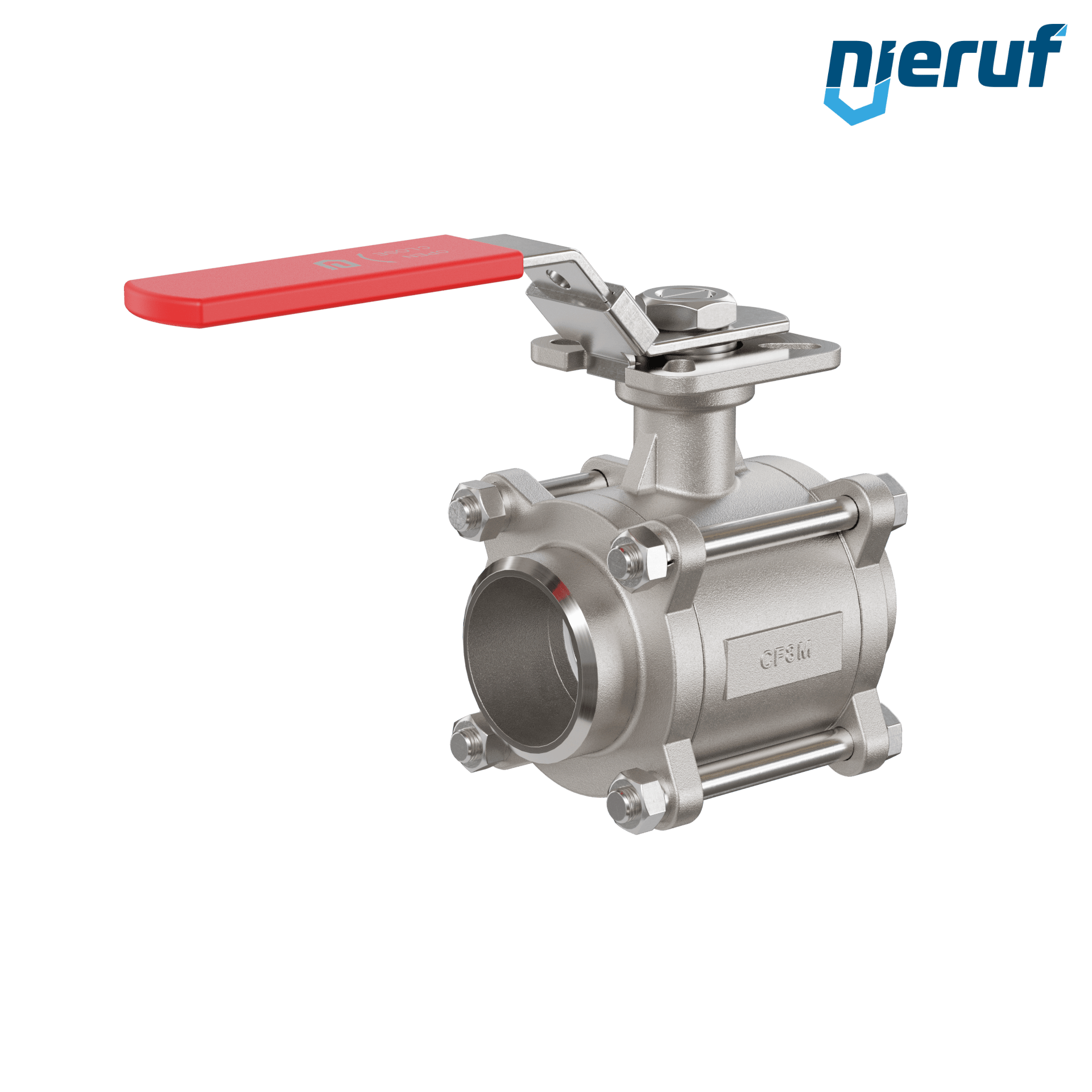 Valvola a sfera in acciaio inossidabile a 3 pezzi GK20 con una flangia per automazione conforme alla norma DIN ISO 5211 DN50 a saldare