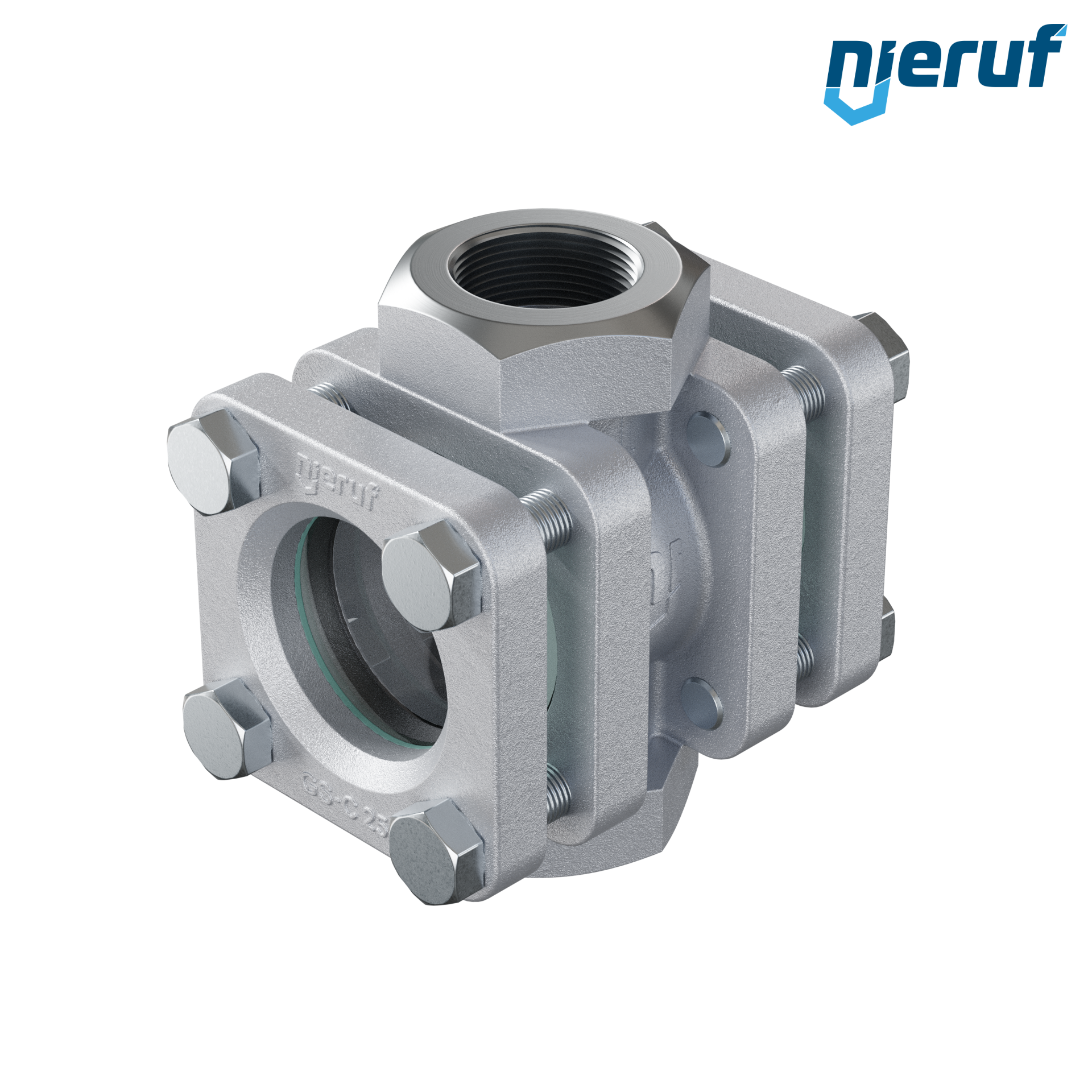 Specola visiva G 1 1/2" pollici acciaio 1.0619 40 bar filettatura interna BSP vetro borosilicato versione con rotore in PTFE