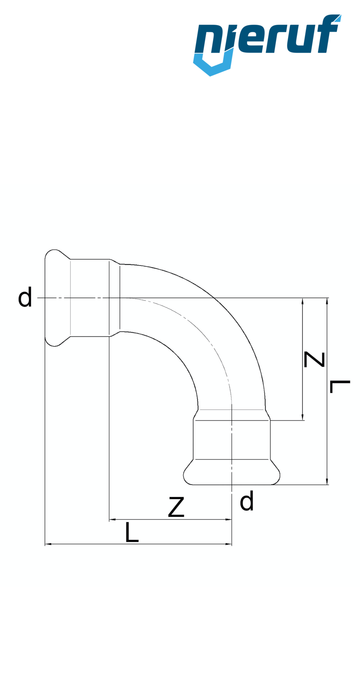 Codo Pressfitting 90° H x H DN25 - 28,0 mm Acero inoxidable