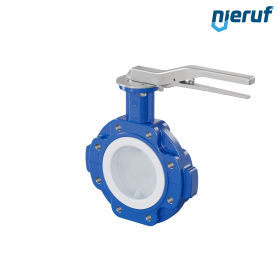 PFA-Butterfly-valve PTFE AK10 DN125 PN10-PN16 lever silicone insert