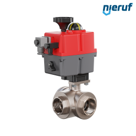 Τρίοδη σφαιρική βαλβίδα ηλεκτρική 24-240V DN40 - 1 1/2" ίντσα ορείχαλκος πλήρης διέλευση με τρυποσχίσμα τύπου L