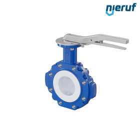 PFA-Butterfly-valve PTFE AK10 DN80 PN10-PN16 lever EPDM insert