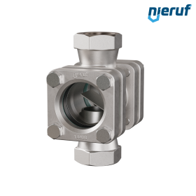 Durchfluss-Schauglas G 2" Zoll Edelstahl 1.4408 40 bar Innengewinde BSP Borosilikatglas Version mit Klappe