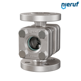 Flansch Schauglas DN15 - 1/2" Zoll Edelstahl 1.4408 Flansch ANSI 150 Borosilikatglas Version mit Klappe