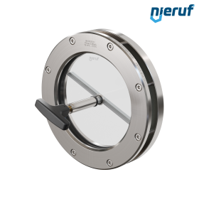 Behälter-Schauglas mit PTFE-Scheibenwischer DN125 BS04 Edelstahl 1.4571 Graphit Borosilikatglas 0,0 bar