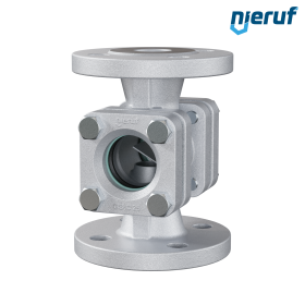 Flansch Schauglas DN32 - 1 1/4" Zoll Stahlguss 1.0619 Flansch ANSI 300 Borosilikatglas Version mit Klappe