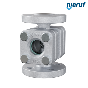 Flansch Schauglas DN15 - 1/2" Zoll Grauguss GG25 Flansch ANSI 150 Natron-Kalk-Glas Version mit Klappe
