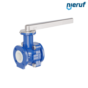 PFA-Flanschkugelhahn FK13 DN65 - 2 1/2" Zoll ANSI 150 aus Sphäroguss mit Hebelgriff