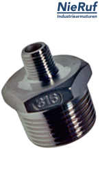 mamelon réducteur 3/8" x 1/4" pouce NPT acier inoxydable 316L mâle