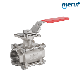 robinet à boisseau sphérique en acier inoxydable 3 pièces GK20 avec bride de montage selon DIN ISO 5211 DN40 - 1 1/2" pouce femelle