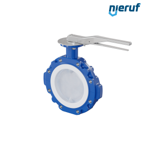 PFA-Butterfly-valve PTFE AK10 DN200 PN10 lever FKM insert