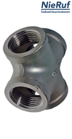 cross 1 1/4" inch NPT stainless steel 316 90° angle FM