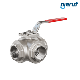 robinet à boisseau sphérique 3 voies DN50 - 2" pouce GK09 acier inoxydable avec lumière en T