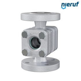Flansch Schauglas DN20 Stahlguss 1.0619 Flansch PN40 Borosilikatglas Version mit Tropfnase