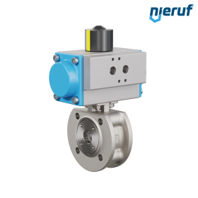 Válvula de bola de brida compacta DN20 PK07 con actuador neumático rotativo de simple efecto apertura por muelle