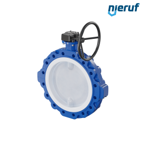 PFA-Butterfly-valve PTFE AK09 DN400 PN10 handwheel gearbox silicone insert