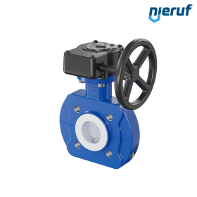 Butterfly-valve PTFE AK10 DN25 PN10-PN16 handwheel gearbox FKM insert