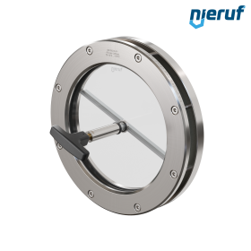 Behälter-Schauglas mit PTFE-Scheibenwischer DN150 BS04 Edelstahl 1.4571 Graphit Borosilikatglas 0,0 bar