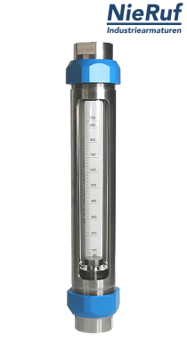 Variable area flowmeter stainless steel + borosilicate 1/2" inch 4000.0 - 40000.0 l/h air EPDM