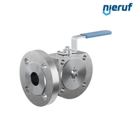 robinet de commutation à boisseau sphérique 3/2 voies DN25 FK07 C22 acier galvanisé 1.040 sphère en acier inoxydable 1.4404