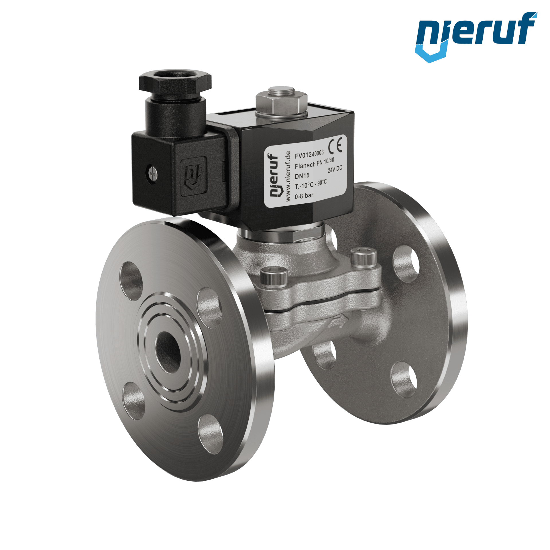 Flansch Magnetventil DN15 Edelstahl FV01 NBR 24V DC