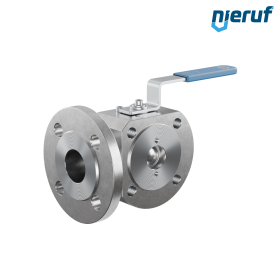 robinet de commutation à boisseau sphérique 3/2 voies DN40 FK07 C22 acier galvanisé 1.040 sphère en acier inoxydable 1.4404