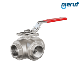 robinet à boisseau sphérique 3 voies DN40 - 1 1/2" pouce GK09 acier inoxydable avec lumière en L