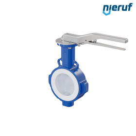 PFA-Butterfly-valve PTFE AK09 DN100 ANSI150 lever EPDM insert