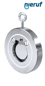 Zwischenflansch-Rückschlagklappe DN40 ZR01 Stahl 1.0460, verzinkt PTFE