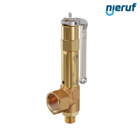 soupape de sûreté 1/2" mâle  x 1" femelle SV08 fluides gazeux, bronze PTFE, avec levier