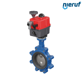 Absperrklappe DN 100 mit Gewindeaugen elektrischer Antrieb 24-240V DVGW Gas