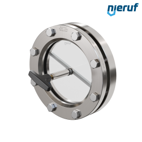 Behälter-Schauglas mit PTFE-Scheibenwischer DN125 BS01 Edelstahl 1.4571 Graphit Borosilikatglas 2,5bar
