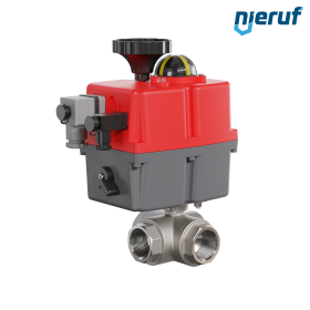 valvola a sfera a 3 vie con attuatore elettrico 24-240V DN25 - 1" pollici acciaio inossidabile a passaggio ridotto con incavo a forma di T